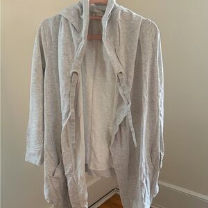 Athleta Light Gray Hooded Cardigan